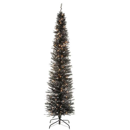 7ft. Pre-Lit Black Tinsel Artificial Christmas Tree